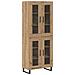 Credenza 2 pcs Rovere artigianale Legno Stratificato e Vetro - Foto miniatura 1