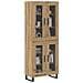 Credenza 2 pcs Rovere artigianale Legno Stratificato e Vetro - Foto miniatura 3
