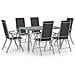 Set Mobili Da Pranzo Per Giardino 7 Pz Alluminio Argento E Nero - Foto miniatura 1