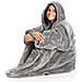 Coperta Con Cappuccio Indossabile, 95x95 Cm Grigio - Foto miniatura 6