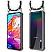 Catena Di Telefoni Cellulari Compatibile Con Samsung Galaxy A70 In Nero Argento - Coperchio Protettivo In Silicone Con Anelli D'argento, Cinturino In Corda E Custodia Staccabile - Foto miniatura 7