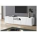 Mobile Porta Tv Paul, Credenza Bassa Da Soggiorno, Base Porta Tv, 100% Made In Italy, Cm 220x43h46, Bianco Lucido - Foto miniatura 1