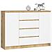 Cassettiera K140, 2 ante e 4 cassetti, 138x40x99 cm, Colore Quercia Artisan e Bianco - Foto miniatura 1