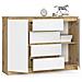 Cassettiera K140, 2 ante e 4 cassetti, 138x40x99 cm, Colore Quercia Artisan e Bianco - Foto miniatura 2
