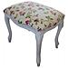 Pouff Imbottito Tessuto Floreale Legno Shabby Bianco 43x33x43 - Foto miniatura 1