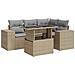 Set Divano Da Giardino 5 Pz Con Cuscini Beige In Polyrattan - Foto miniatura 2