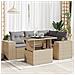 Set Divano Da Giardino 5 Pz Con Cuscini Beige In Polyrattan - Foto miniatura 1
