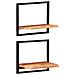 Lusso Casadino -  Mensole Parete 2 Pz 40x24x35 Cm Legno Massello Acacia E Acciaio - Foto miniatura 2