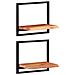 Lusso Casadino -  Mensole Parete 2 Pz 40x24x35 Cm Legno Massello Acacia E Acciaio - Foto miniatura 8