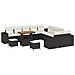 Set di divani da giardino  da 13 pezzi con cuscini neri in polyrattan e acacia, Set da pranzo da giardino  da 3 pezzi con cuscini neri in polyrattan e acacia - Foto miniatura 1