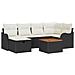 Set Divano da Giardino  a 7 Pezzi con Cuscini Nero Polyrattan, Divano da Giardino a 2 Posti  con Cuscini Nero Polyrattan - Foto miniatura 1