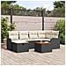 Set Divano da Giardino  a 7 Pezzi con Cuscini Nero Polyrattan, Divano da Giardino a 2 Posti  con Cuscini Nero Polyrattan - Foto miniatura 2