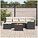 Set Divano da Giardino  a 7 Pezzi con Cuscini Nero Polyrattan, Divano da Giardino a 2 Posti  con Cuscini Nero Polyrattan - Foto miniatura 3