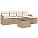 Set Divano Giardino 6 Pezzi con Cuscini Rattan Polipropilene Marrone, Divano Giardino 2 Posti con Cuscini Rattan Polipropilene Beige - Foto miniatura 1