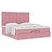 Struttura Letto Pouf con Materassi Rosa 160x200 cm Velluto - Foto miniatura 4