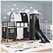 Struttura del letto loft per bambini Nero 74,5 x 190 cm Metallo - Foto miniatura 3
