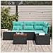 Set Divano da Giardino 5 pz Nero e Turchese polyrattan - Foto miniatura 3