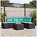 Set Divano da Giardino 5 pz Nero e Turchese polyrattan - Foto miniatura 8