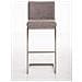 Sgabello Alto in Acciaio Inox Paros in Stoffa I Sgabello Bar Imbottito Seduta 77 CM I Sedia Cucina Design con Schienale E Poggiapiedi Grigio - Foto miniatura 2