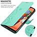 Cadorabo Custodia Compatibile Con Samsung Galaxy A11 / M11 In Turchese Fiore - Coperchio Protettivo In Design Floreale Con Chiusura Magnetica, Funzione Stand E Slot Per Carte - Foto miniatura 4