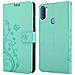 Cadorabo Custodia Compatibile Con Samsung Galaxy A11 / M11 In Turchese Fiore - Coperchio Protettivo In Design Floreale Con Chiusura Magnetica, Funzione Stand E Slot Per Carte - Foto miniatura 7