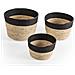 Set Di 3 Cestini Nati In Fibra Naturale E Carta, Nero /beige - Foto miniatura 1