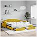 Divano Letto Estraibile Con Cassetti Giallo 100x200cm Velluto - Foto miniatura 1
