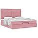 Struttura Letto Pouf con Materassi Rosa 160x200 cm Velluto - Foto miniatura 4
