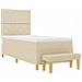 Letto a molle con materasso Crema 100 x 200 cm Tessuto - Foto miniatura 1