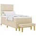 Letto a molle con materasso Crema 100 x 200 cm Tessuto - Foto miniatura 3