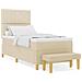Letto a molle con materasso Crema 100 x 200 cm Tessuto - Foto miniatura 4