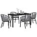 Set da Pranzo per Giardino 5 pcs Grigio Poly Rattan - Foto miniatura 3