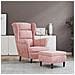 Poltrona con Schienale ad Ala con Poggiapiedi Rosa in Velluto - Foto miniatura 2