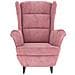 Poltrona con Schienale ad Ala con Poggiapiedi Rosa in Velluto - Foto miniatura 4