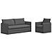 Divano 2 pcs Grigio scuro 196 x 82 x 85 cm Tessuto - Foto miniatura 1
