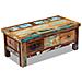 Tavolino Da Caffè Con Cassetti In Legno Massello Recuperato 90x45x35 Cm - Foto miniatura 4