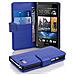 Custodia Compatibile Con Htc Desire 600 In Blu Reale - Coperchio Protettivo In Ecopelle Testurizzata E Tasca Per Carte Di Credito - Foto miniatura 3