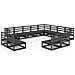 Set Divani da Giardino 12 pz Nero in Legno Massello di Pino - Foto miniatura 2