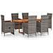 Set Mobili Da Pranzo Per Giardino 7 Pz In Polyrattan Grigio - Foto miniatura 2