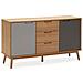 Credenza Bruce 3 Cassetti Y 2 Porte, Realizzato In Pino Massiccio, 140 Cm (larghezza) 40 Cm (profondità) 80 Cm (altezza) - Foto miniatura 1