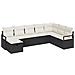 Set di Divani da Giardino in 8 Pezzi con Cuscini Nero Polyrattan, Divano da Giardino a 2 Posti con Cuscini Nero Polyrattan - Foto miniatura 1