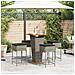 Set Bar da Giardino 5 pz con Cuscini in Polyrattan Grigio - Foto miniatura 3