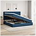 Letto con contenitore e materasso Blu 200 x 200 cm Tessuto - Foto miniatura 2