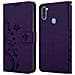 Custodia Compatibile Con Samsung Galaxy A11 / M11 In Lilla Scuro Fiore - Coperchio Protettivo In Design Floreale Con Chiusura Magnetica, Funzione Stand E Slot Per Carte - Foto miniatura 7