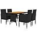 Set Da Pranzo Per Esterni 5 Pz In Polyrattan Nero - Foto miniatura 2