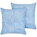 Set Di 2 Cuscini Millet Velluto A Coste 43 X 43 Cm Blu Trama Geometrica - Foto miniatura 2