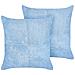 Set Di 2 Cuscini Millet Velluto A Coste 43 X 43 Cm Blu Trama Geometrica - Foto miniatura 8