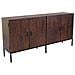 Mobile Credenza Coloniale Da Interno In Legno Di Mango E Metallo A 4 Ante Decorate Stile Wenge' Intagliato A Mano Linea Elegance - Foto miniatura 1
