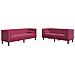 Set Divani Chesterfield 2pz con Cuscini Rosso Vino Velluto - Foto miniatura 1