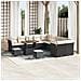 Set di Divani da Giardino  da 13 Pezzi con Cuscini Nero Polyrattan Acacia, Set da Pranzo da Giardino  da 3 Pezzi con Cuscini Nero Polyrattan Acacia - Foto miniatura 2